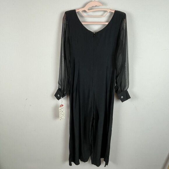 Vintage EXPO Petite Black Jewel Button Wide Leg Jumpsuit NWT Size 2 Made in USA - Picture 5 of 12